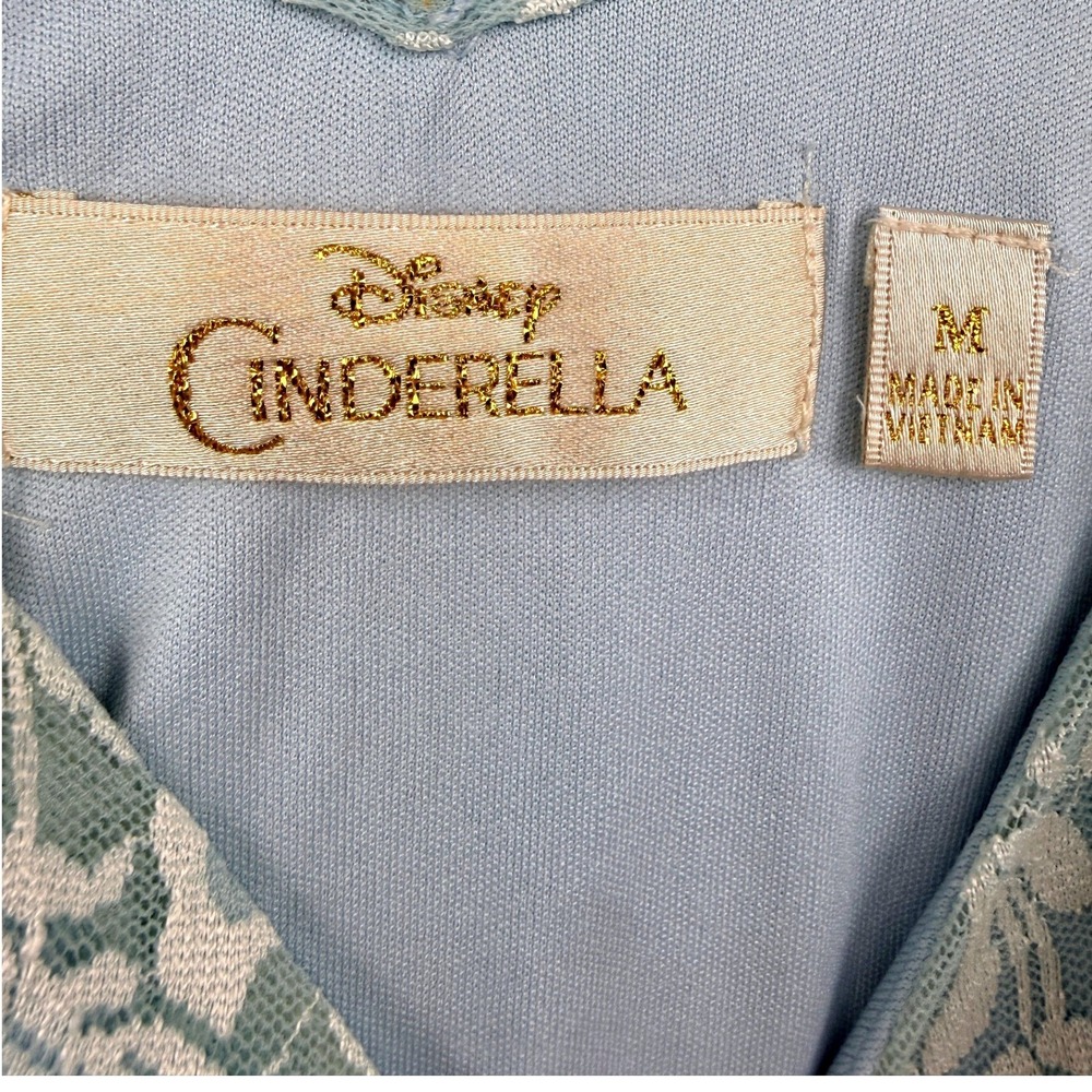 Disney Cinderella Light Blue Floral Lace Ruffle Dress Tulle Hem Womens M - Picture 7 of 8